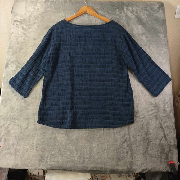 Pure Jill Women S Blue Versatile Modest Minimalist Edgy Slouchy LongSleeve Shirt - Picture 2 of 6